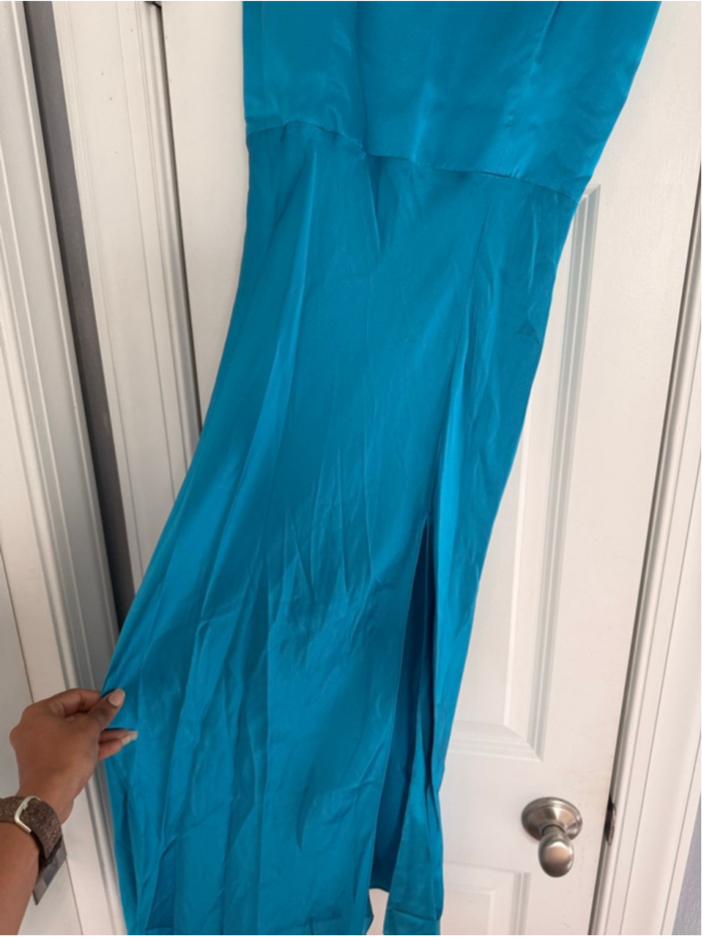 Women's Amanda Uprichard Blue Strapless Midi Dress S - Picture 4 of 5